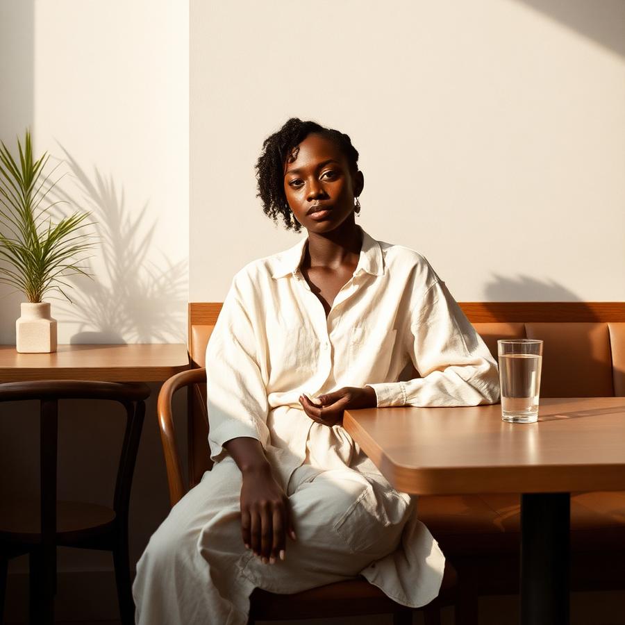 Lifestyle photograph at a sunlit cafe